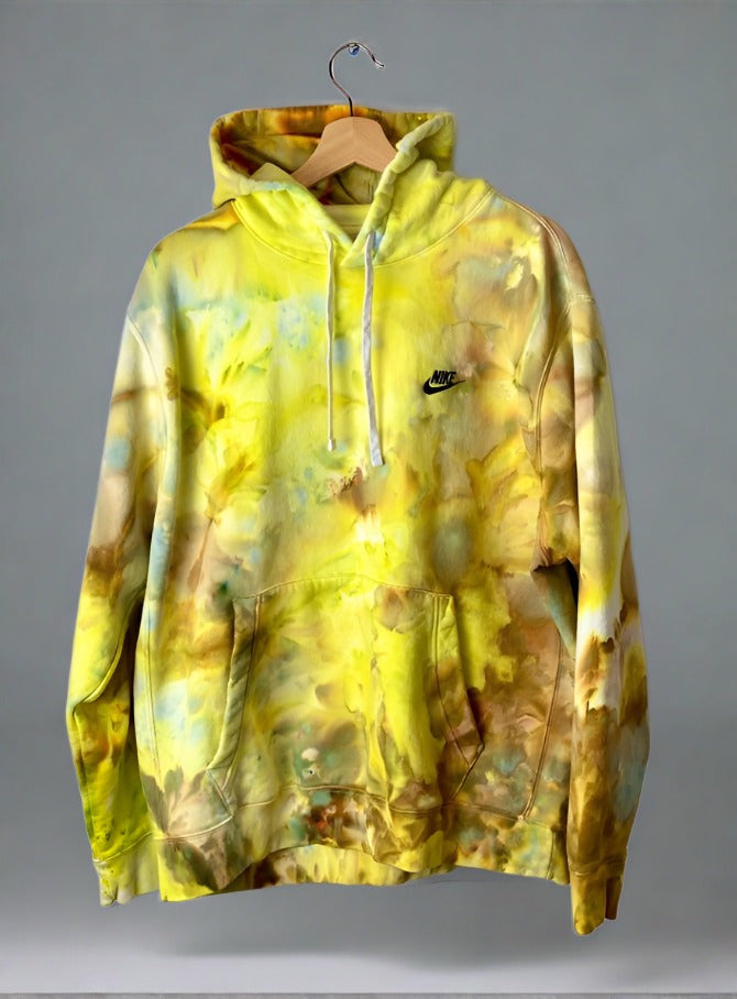 yellow tie dye nike hoodie