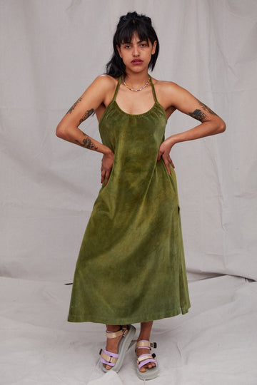 Phoebe Halter Dress in Olive - riverside tool & dye