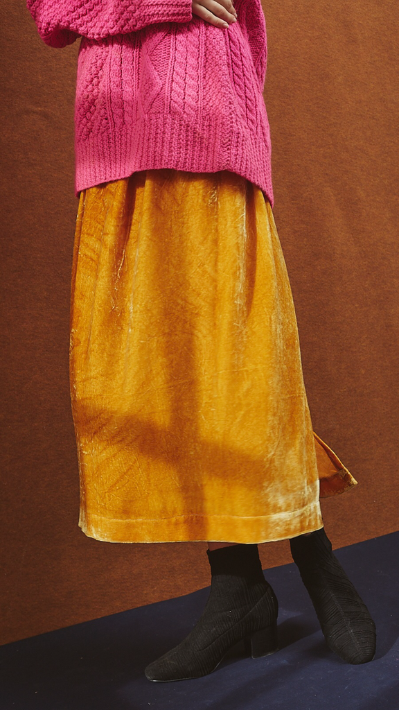 Mid Length Skirt in Velvet - riverside tool & dye