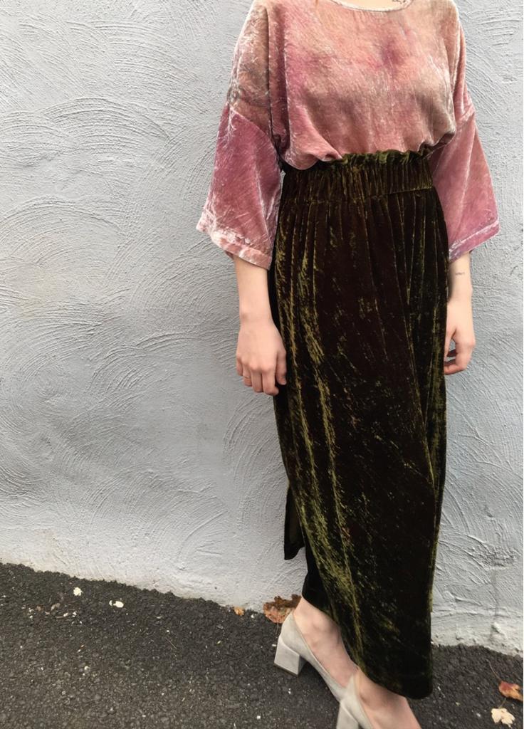 Mid Length Skirt in Velvet - riverside tool & dye