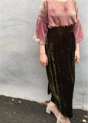Mid Length Skirt in Velvet riverside tool dye