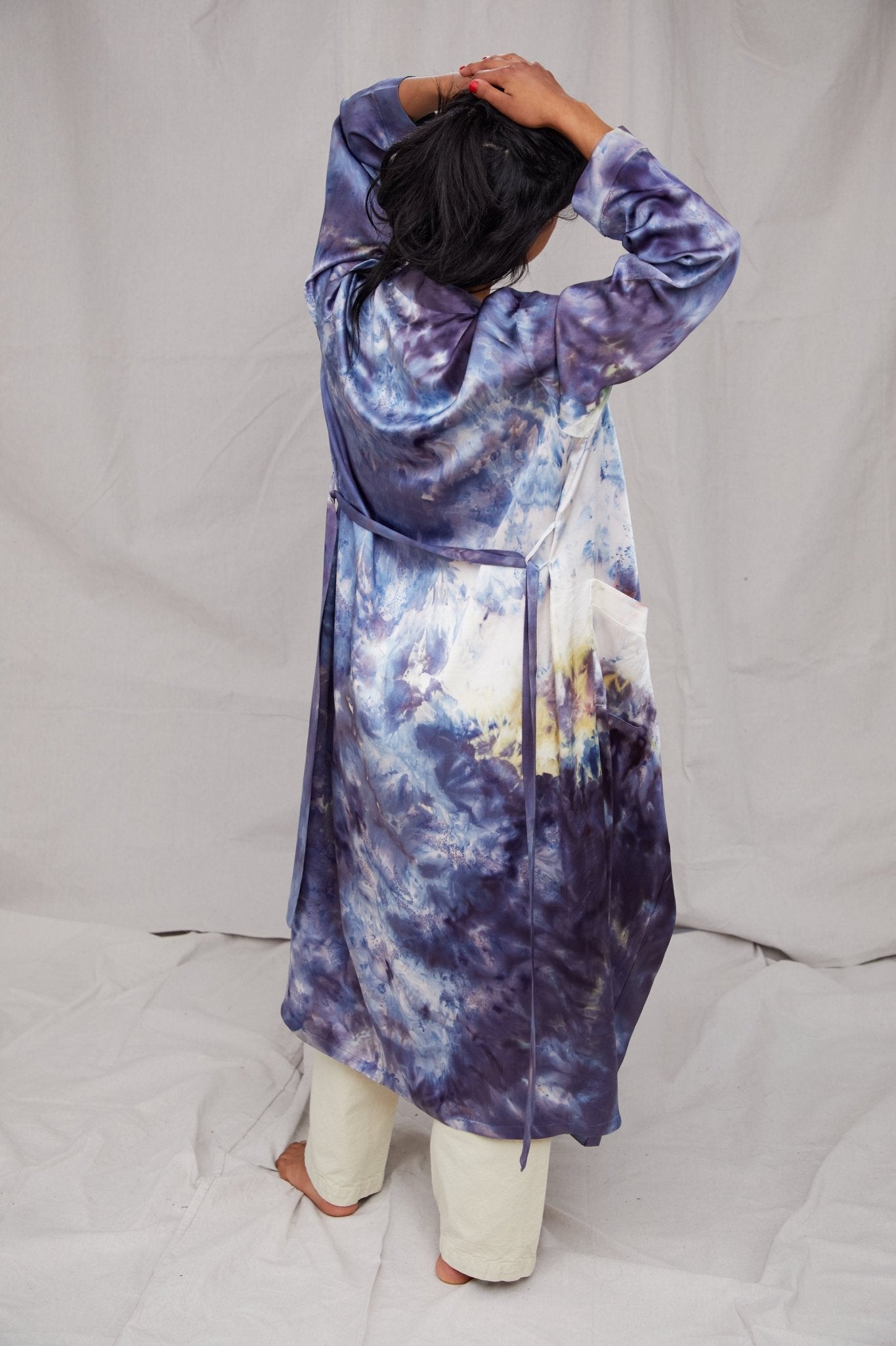 Full Moon Kimono Robe in Silk/Ink - riverside tool & dye