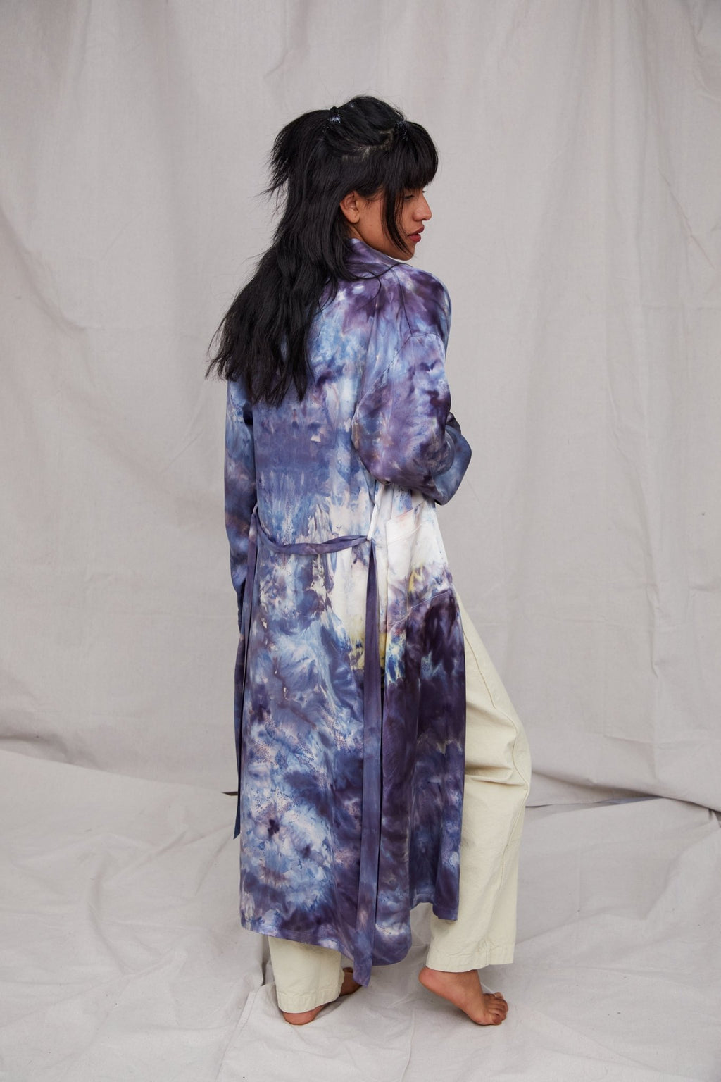 Full Moon Kimono Robe in Silk/Ink - riverside tool & dye
