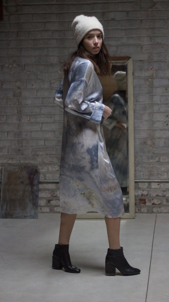 Kimono Dress in Silk Charmeuse - riverside tool & dye