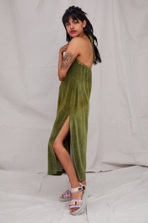 Phoebe Halter Dress in Olive - riverside tool & dye