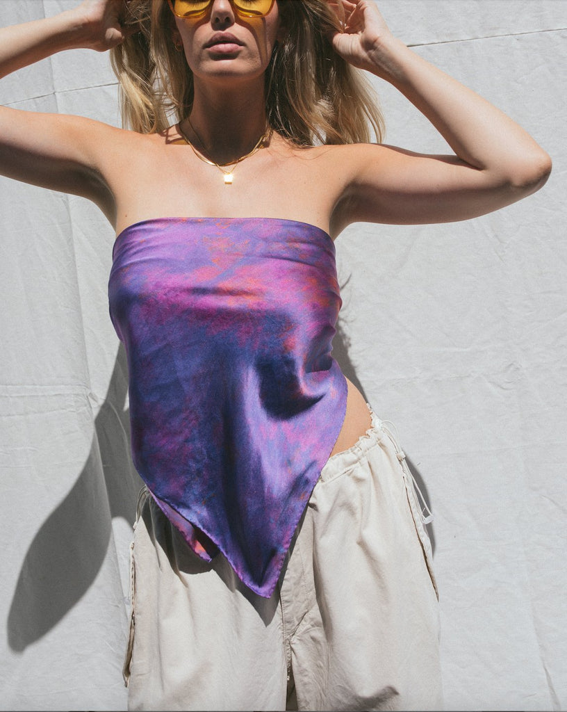 Silk Bandana Top in Iris - riverside tool & dye