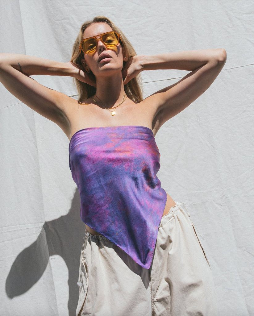 Silk Bandana Top in Iris - riverside tool & dye