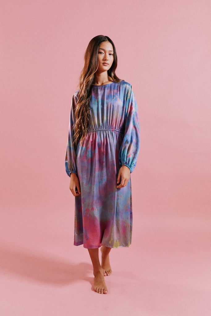 Silk Dress in Rainbow - riverside tool & dye