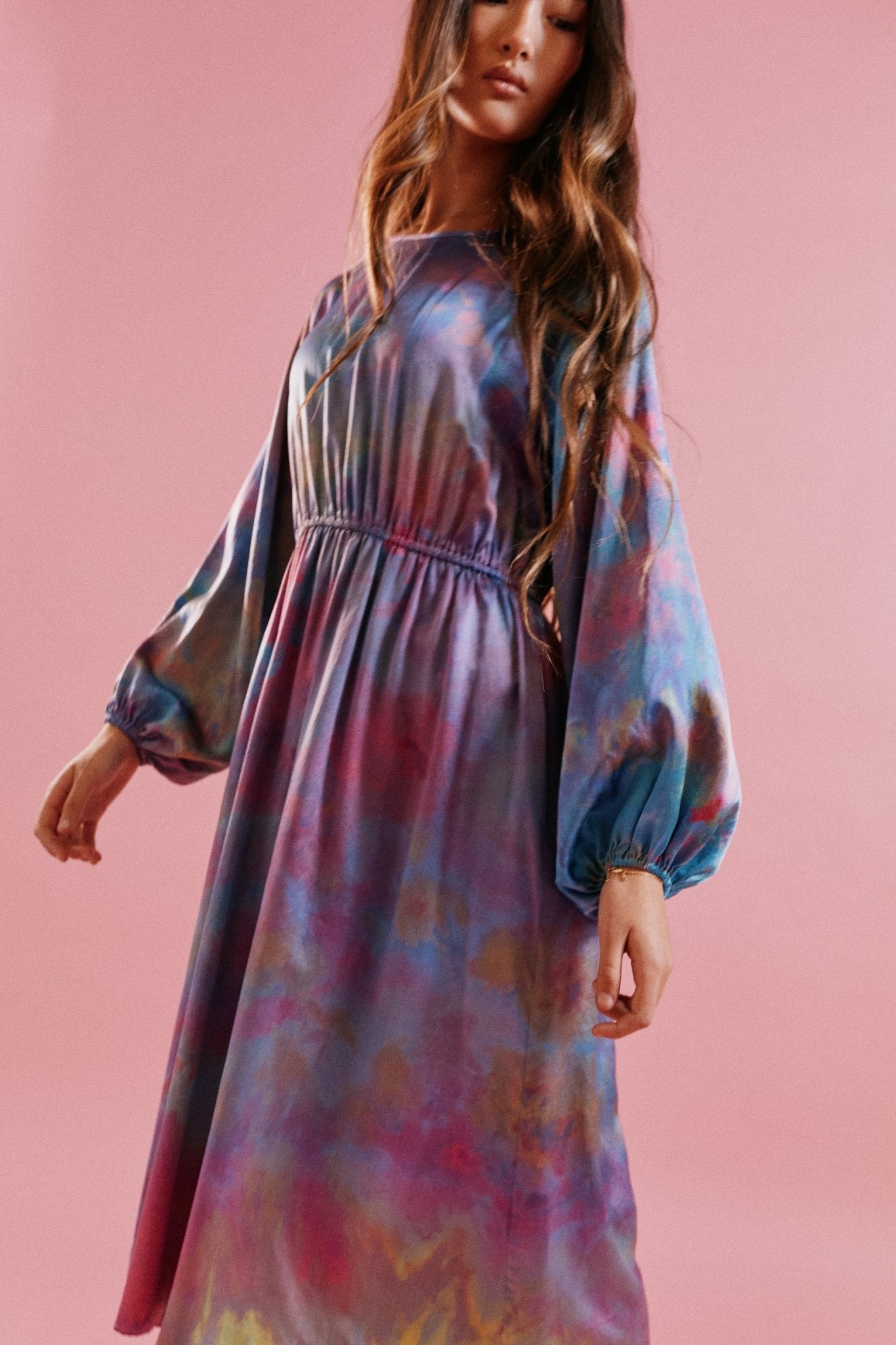 Silk Dress in Rainbow - riverside tool & dye
