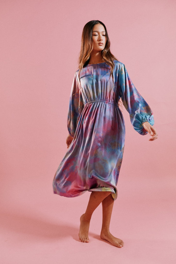 Silk Dress in Rainbow - riverside tool & dye
