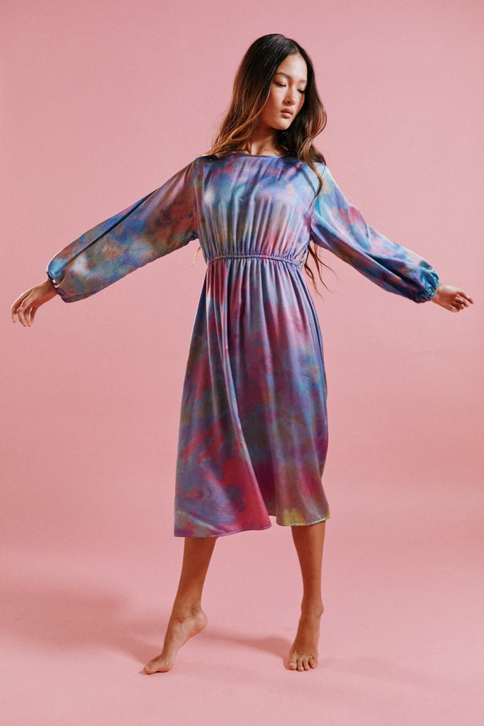 Silk Dress in Rainbow - riverside tool & dye