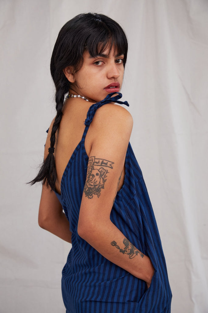 Tie Dress in Stripe - riverside tool & dye