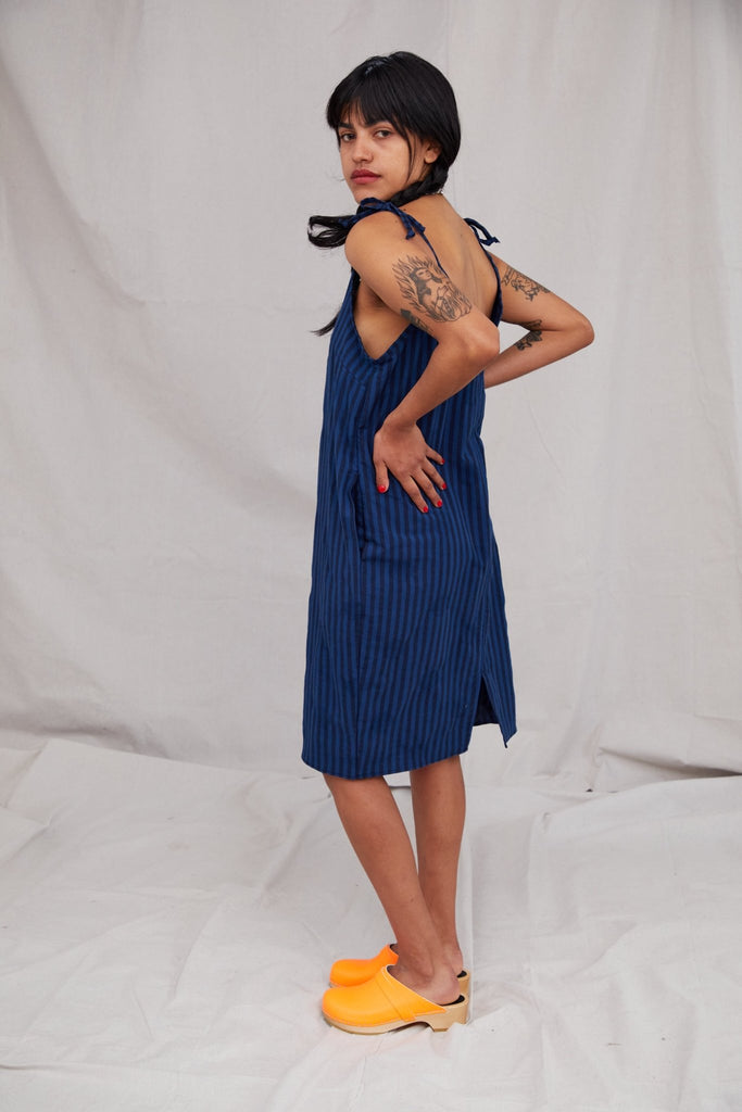 Tie Dress in Stripe - riverside tool & dye