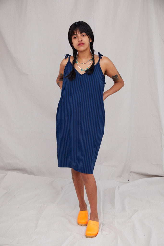 Tie Dress in Stripe - riverside tool & dye